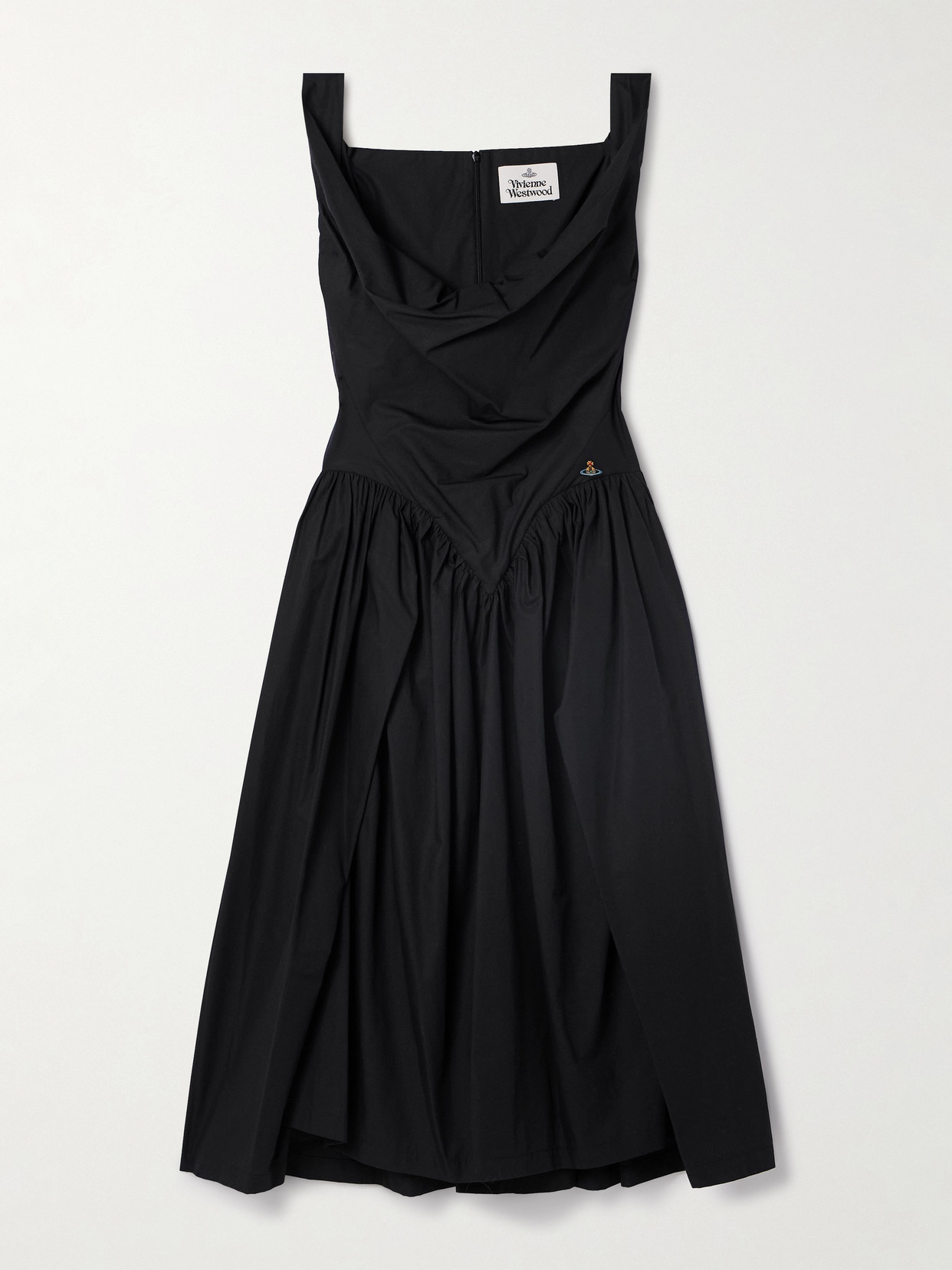Vivienne Westwood Orb Embroidered Sleeveless Midi Dress In Black