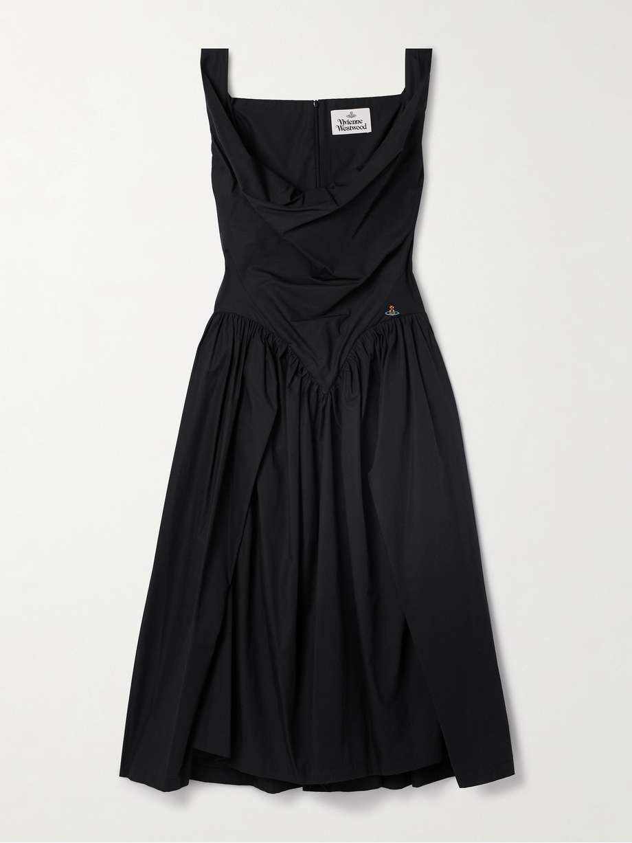 sunday gathered cotton-poplin midi dress