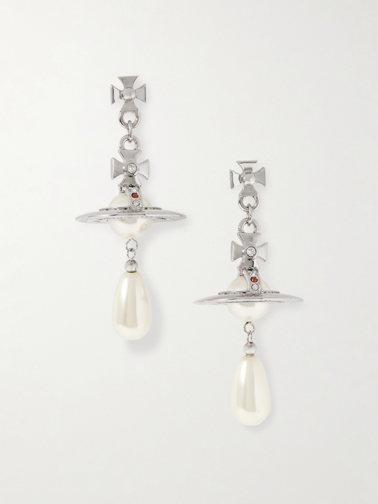 Vivienne Westwood - Silver-tone, Faux Pearl And Crystal Earrings - One size