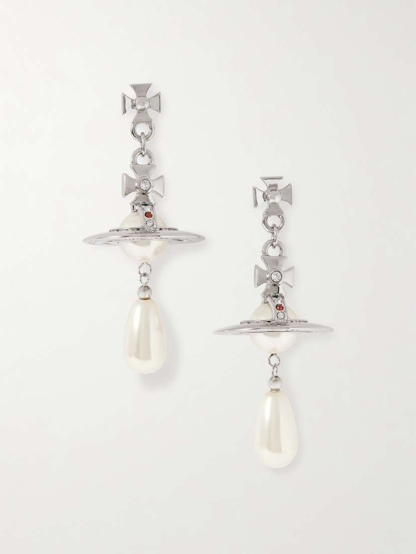 Vivienne Westwood tone, Faux Pearl And Crystal Earrings