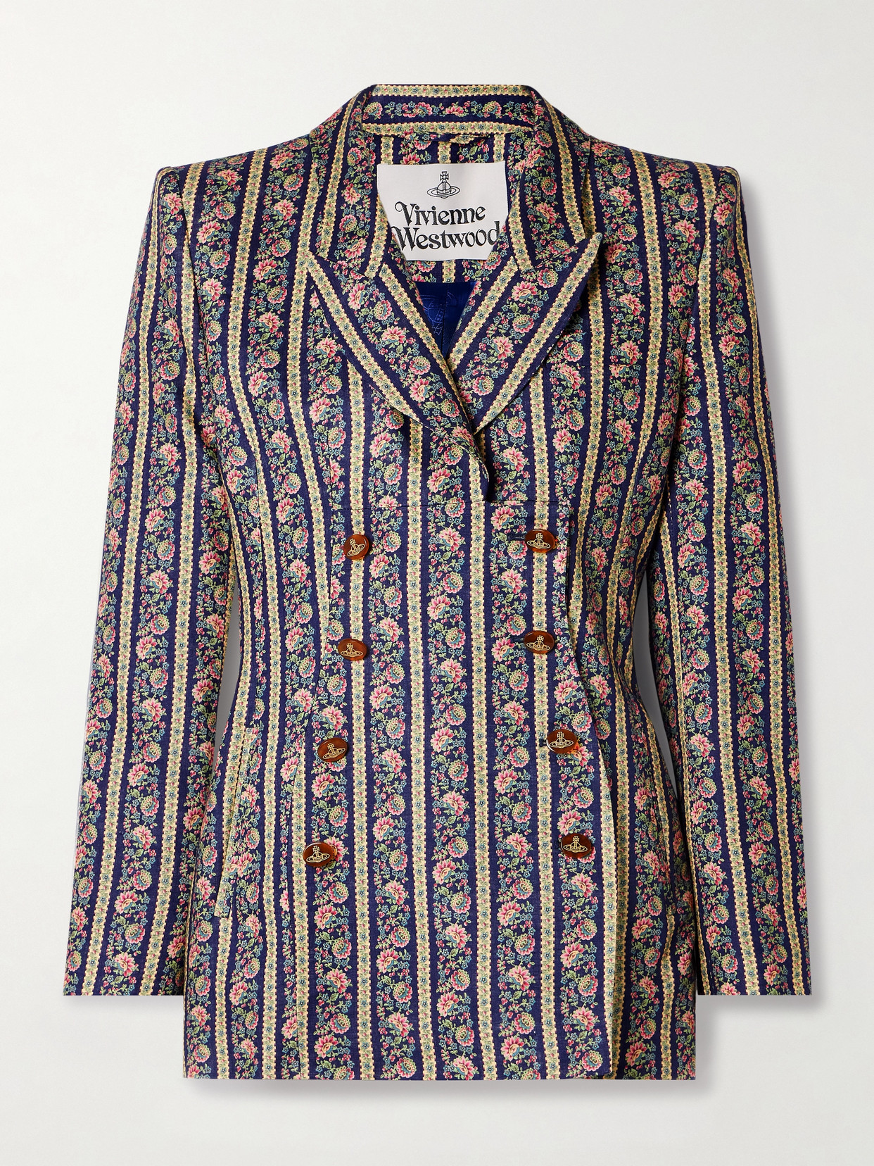 Vivienne Westwood Lelio Double-breasted Floral-print Linen Blazer In Multi