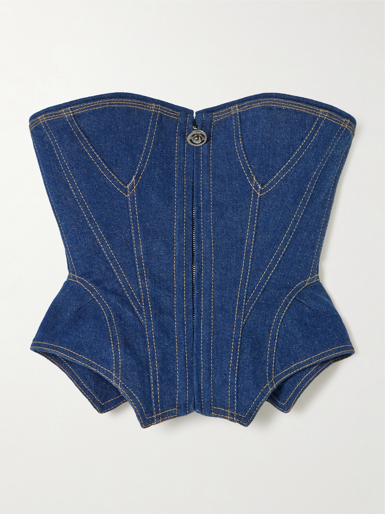 Vivienne Westwood Corset Bustier Top With Visible Stitching In Blue