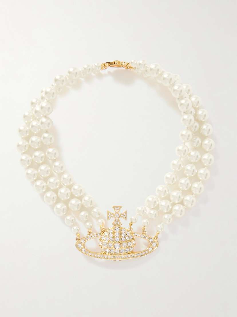 Vivienne Westwood The Row Bas Relief Gold-tone, Faux Pearl And Crystal Choker