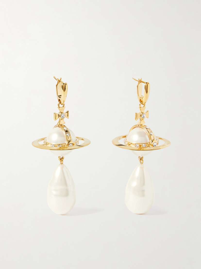Vivienne Westwood Gold-tone, Faux Pearl And Crystal Earrings