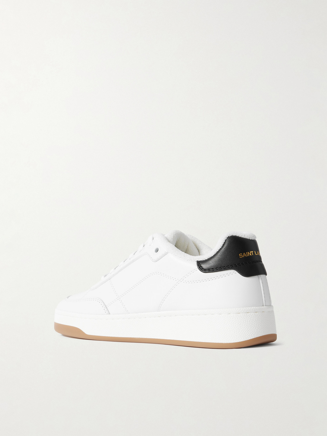 Shop Saint Laurent Sl/61 Logo-print Leather Sneakers In White