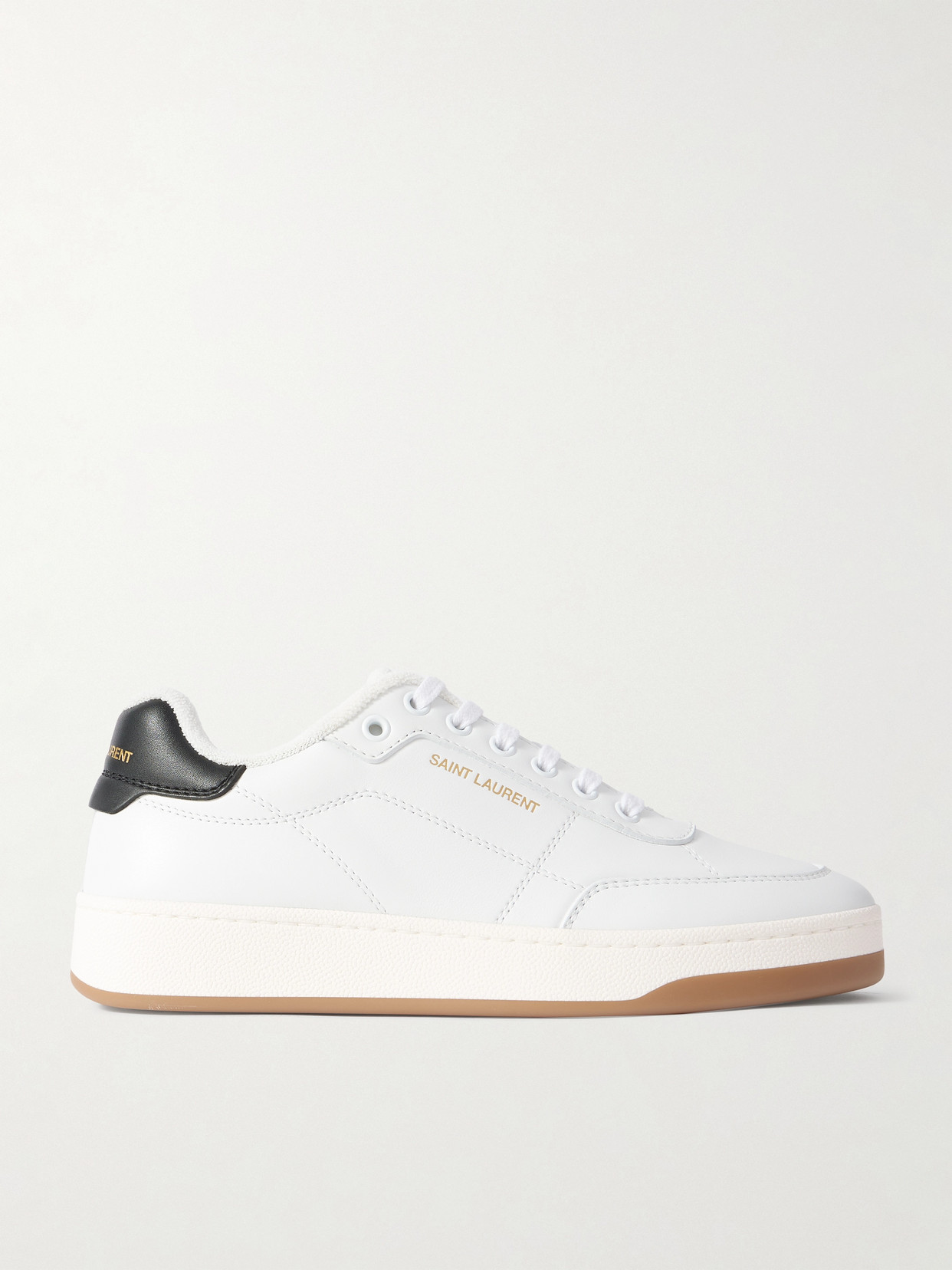 Shop Saint Laurent Sl/61 Logo-print Leather Sneakers In White