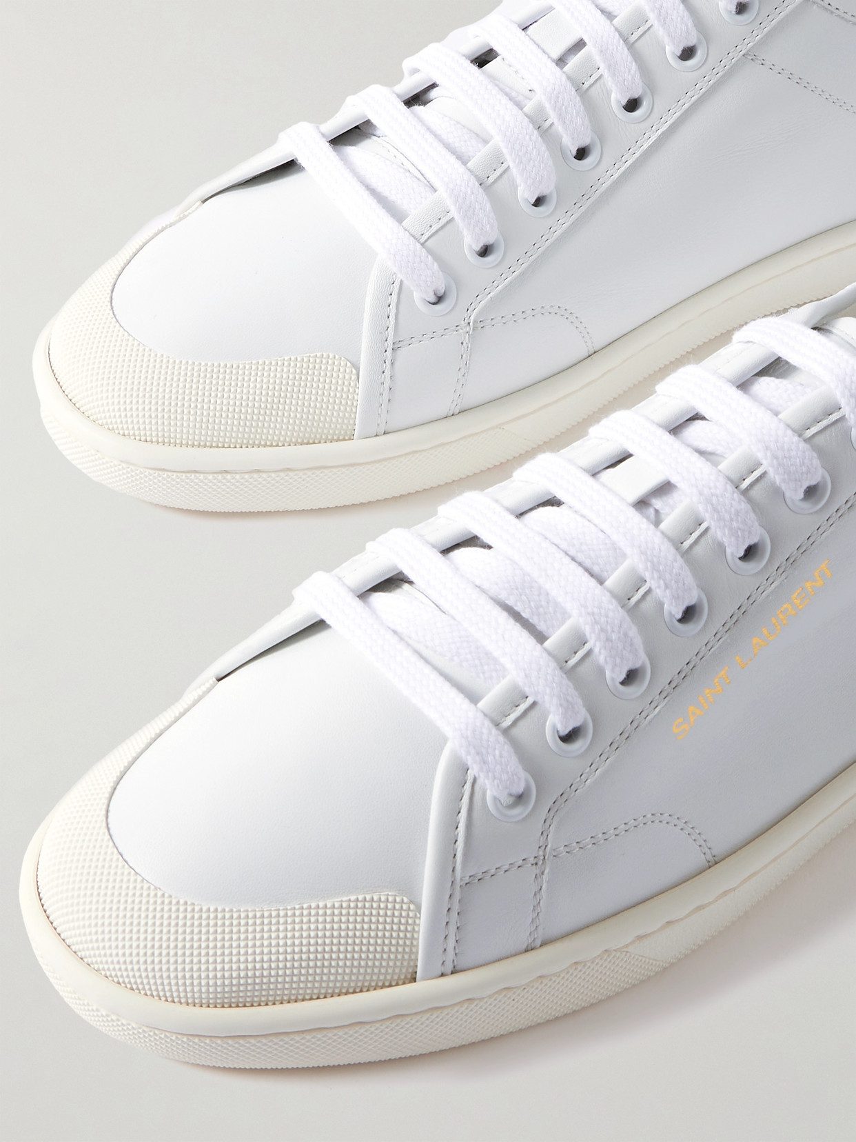 Saint Laurent Gym Leather Low-top Sneakers In White