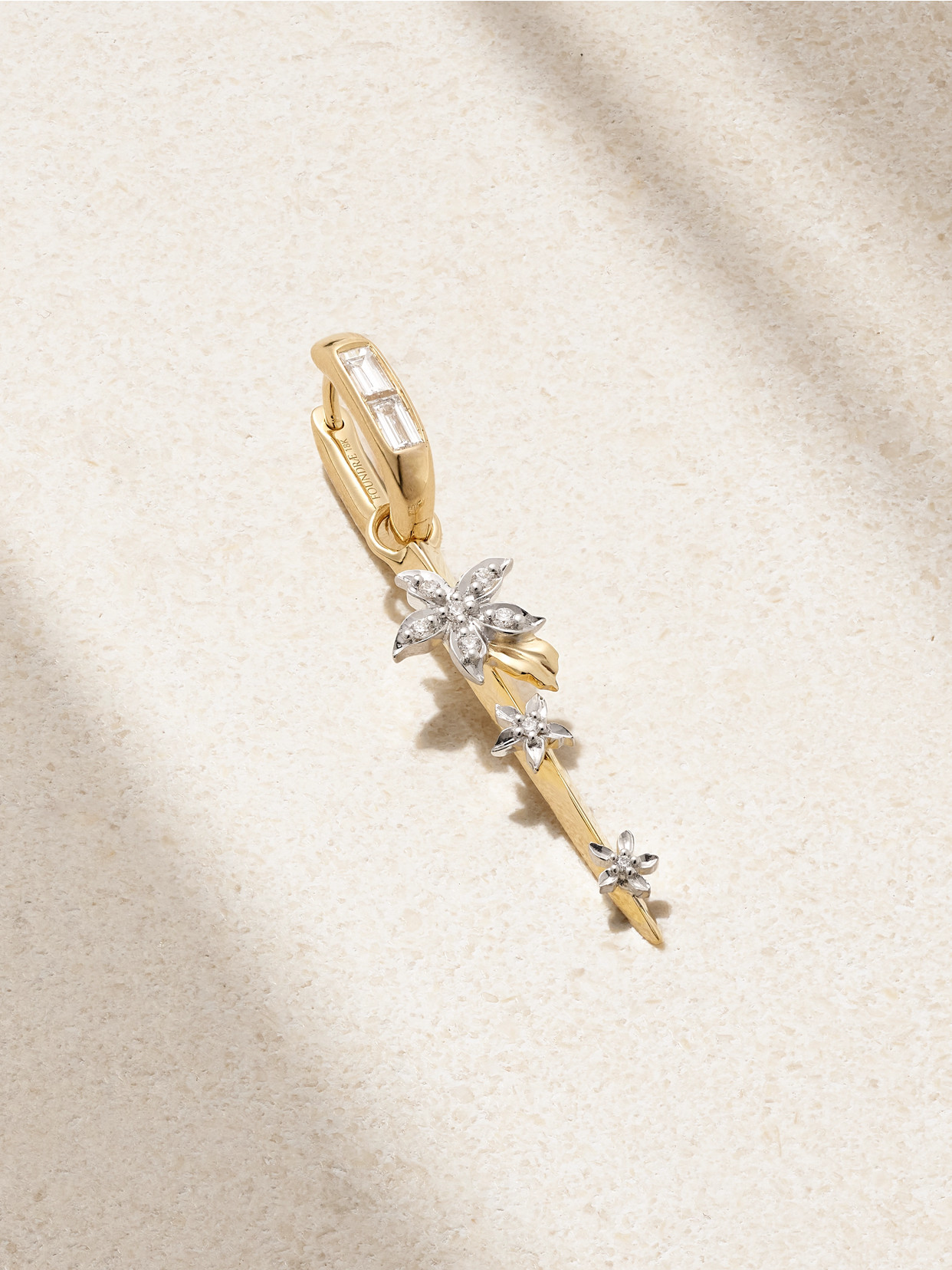 Foundrae - Blossoms Resilience 18-karat Yellow And White Gold Diamond Single Hoop Earring - One size