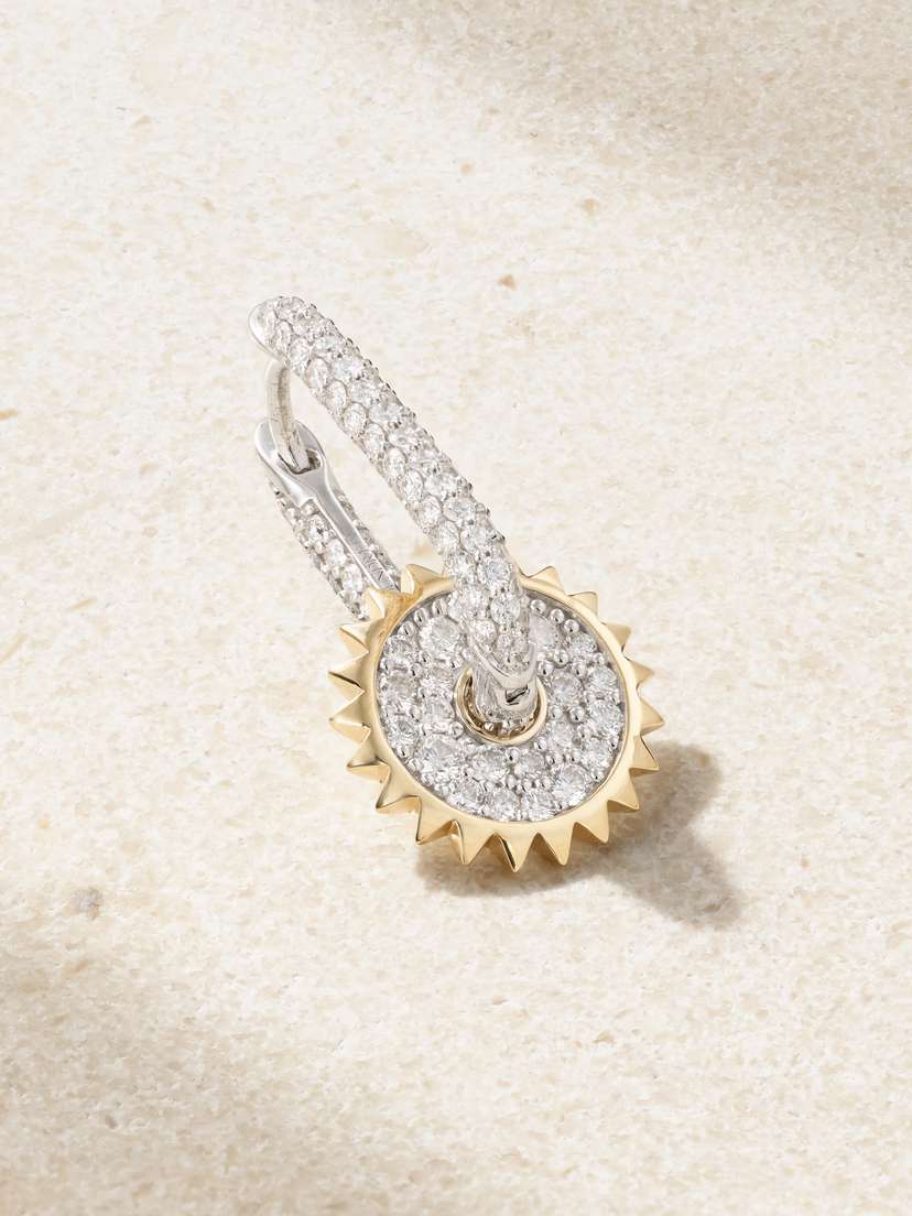 Foundrae 18-karat White And Yellow Gold Diamond Single Earring