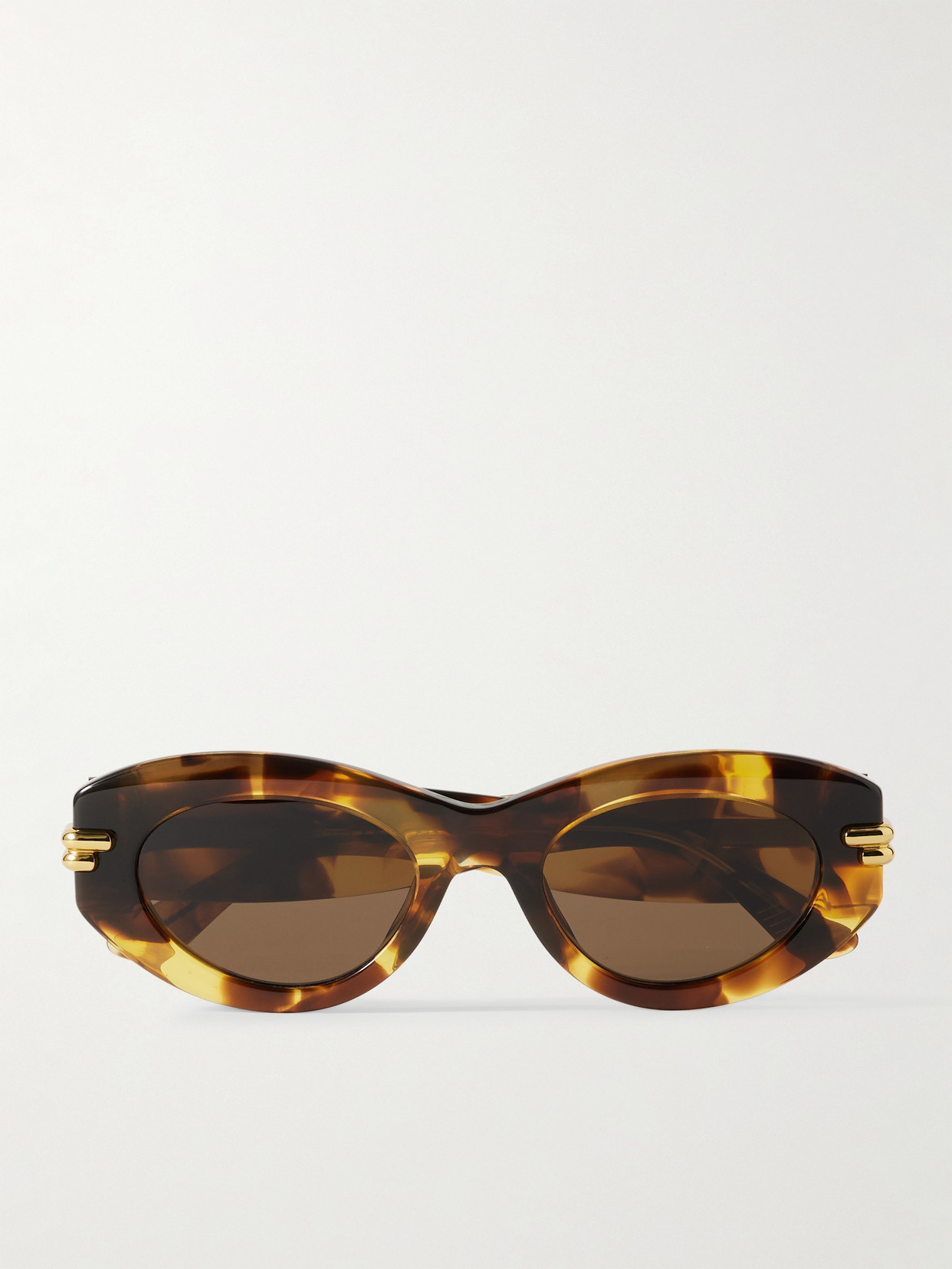 BOTTEGA VENETA EYEWEAR - Oval-frame Gold-tone And Tortoiseshell Acetate Sunglasses - One size