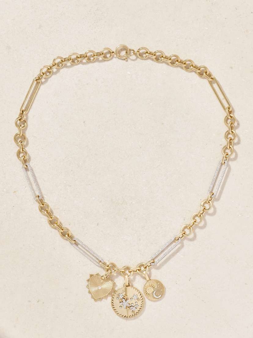 Foundrae Resilience, Balance And Radiating Heart 18-karat Yellow And White Gold Diamond Necklace
