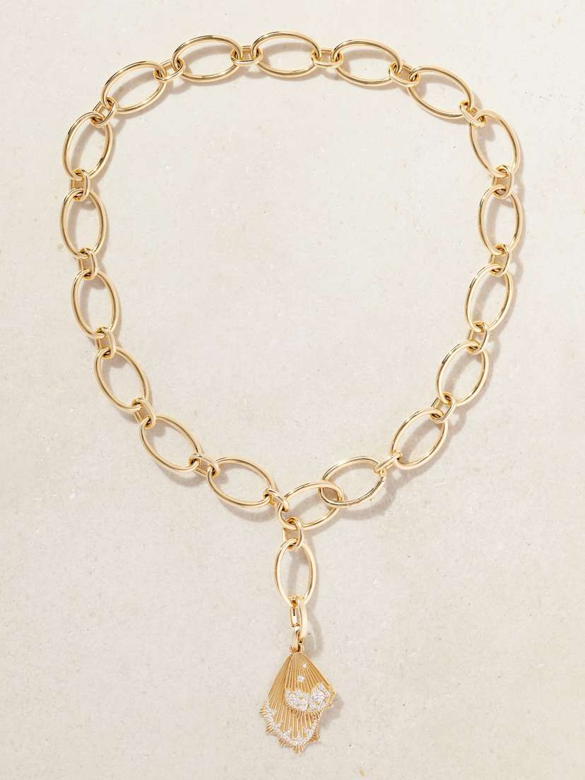 Foundrae Encrusted Butterfly Wings 18-karat Gold Diamond Necklace