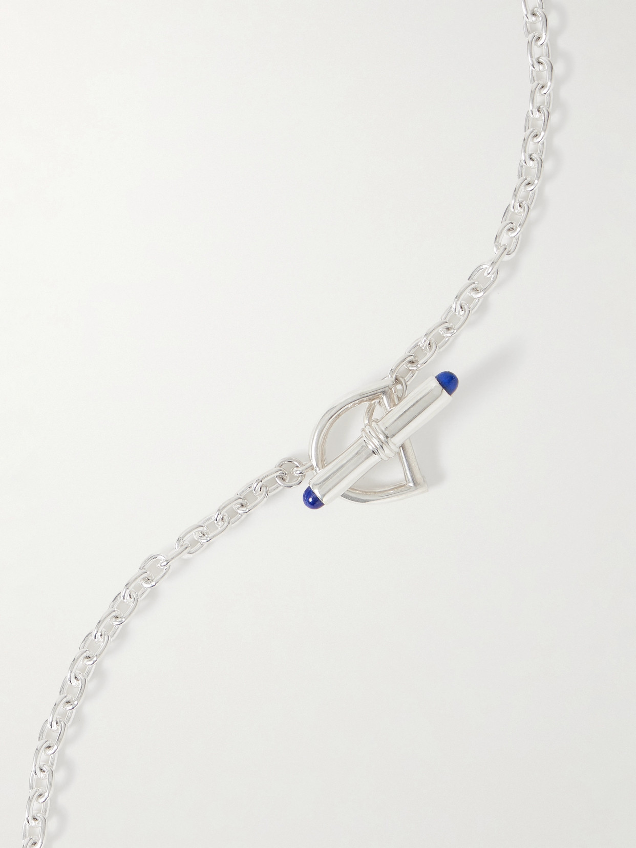 Loren Stewart Barbell Sterling Silver Lapis Lazuli Necklace In Blue