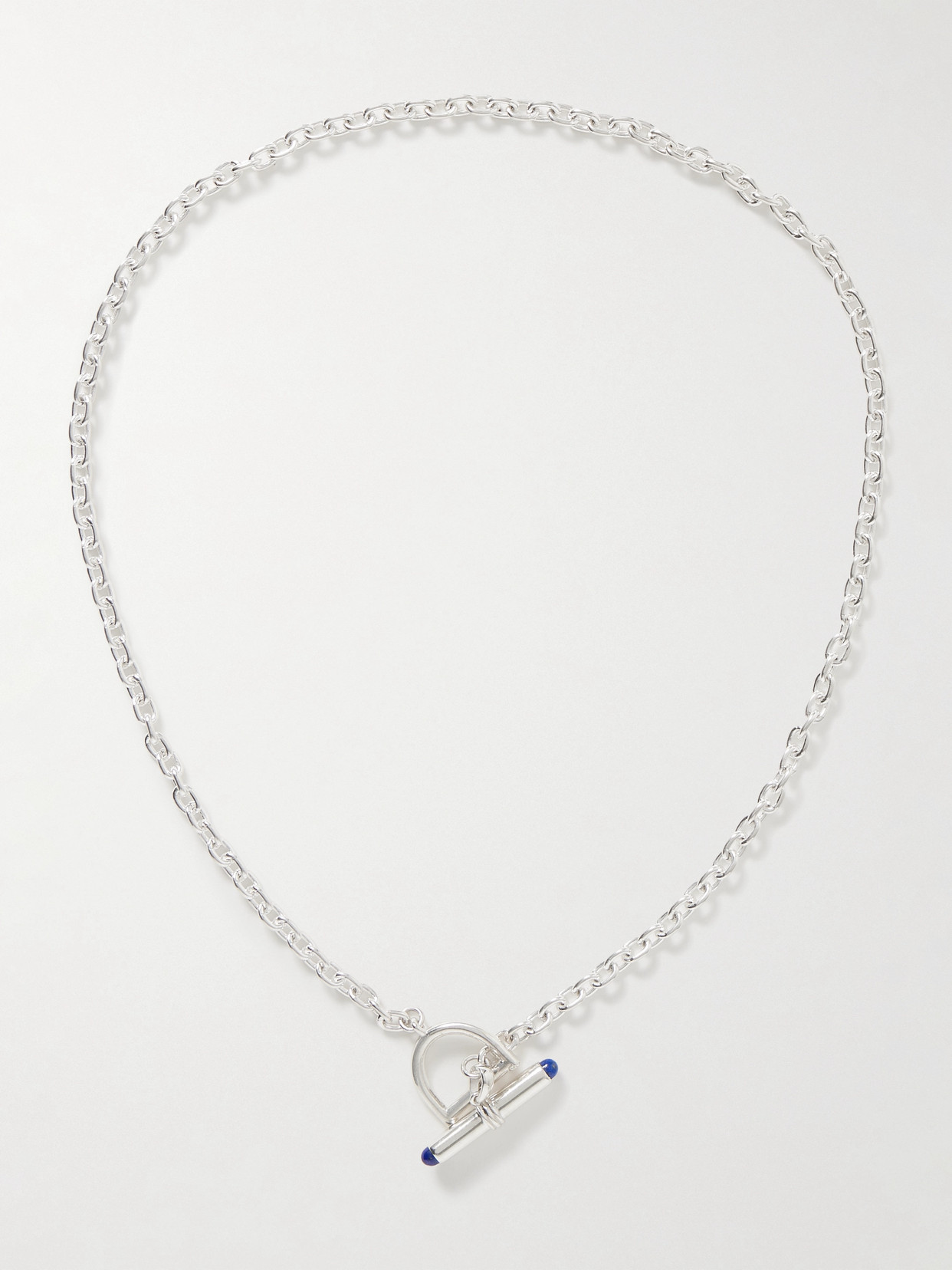 Loren Stewart Barbell Sterling Silver Lapis Lazuli Necklace In Blue