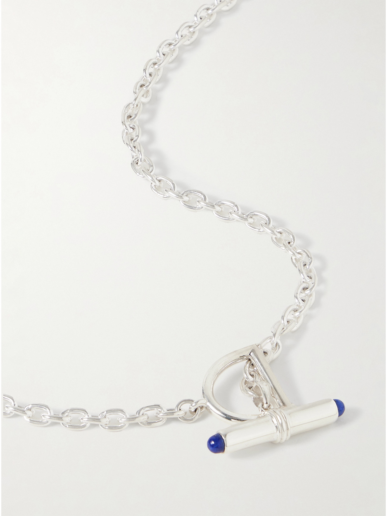 Loren Stewart Barbell Sterling Silver Lapis Lazuli Necklace In Blue