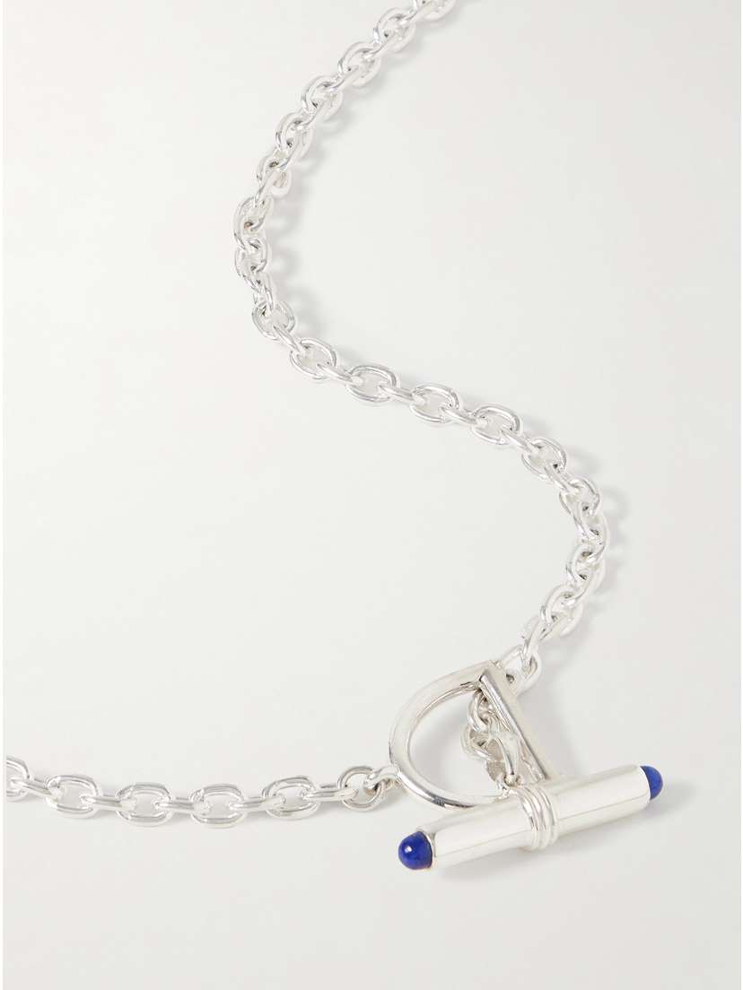 Loren Stewart Barbell Sterling Silver Lapis Lazuli Necklace