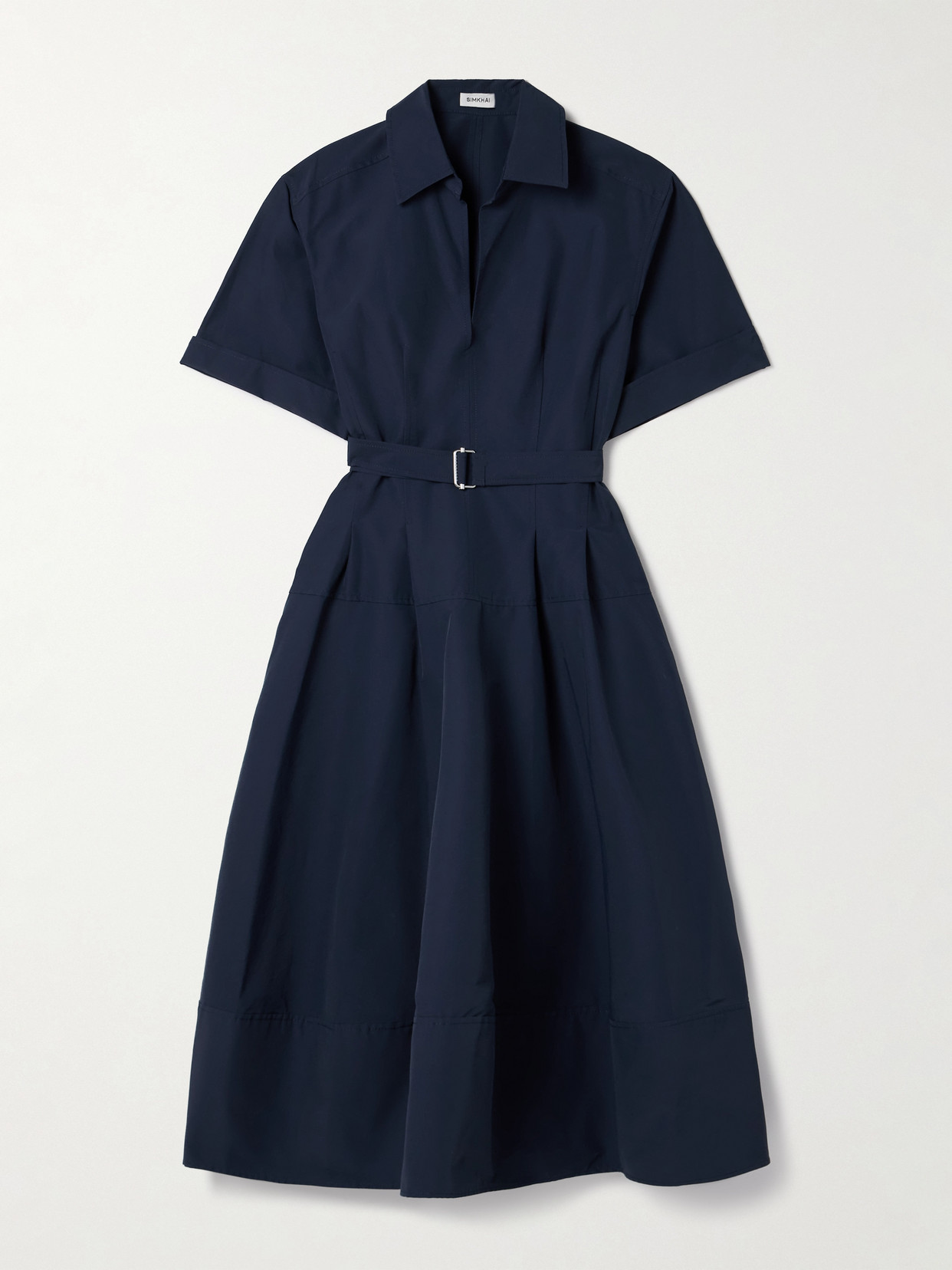 Simkhai Womens Midnight Deanna Belted Cotton-blend Midi Dress In Blue