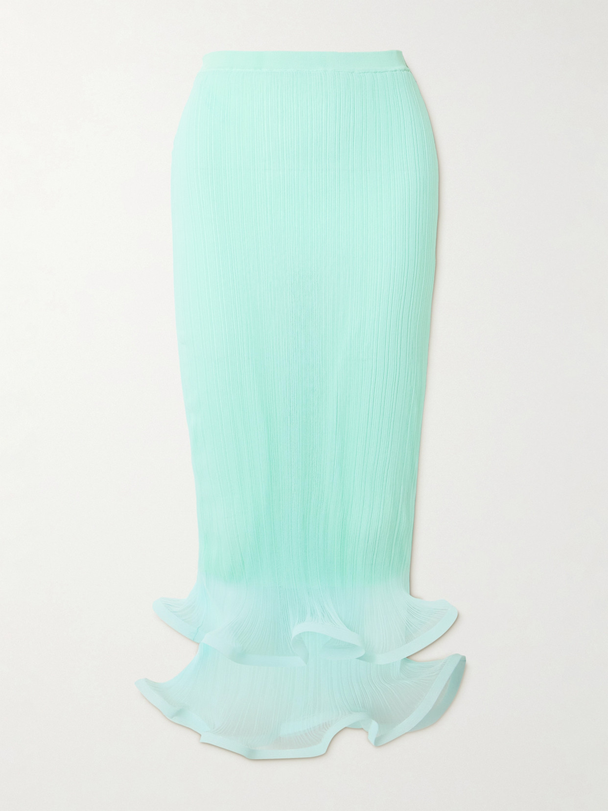 Simkhai Kelso Tiered Ruffled Plissé Midi Skirt In Blue
