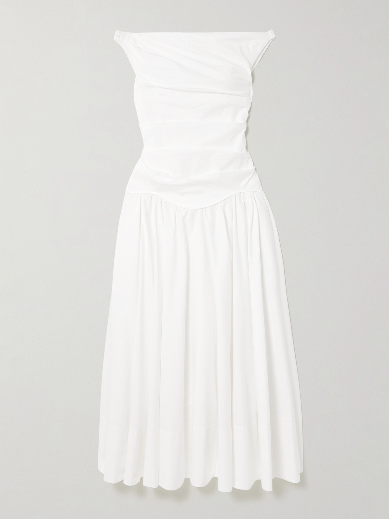 SIMKHAI - Cersei Off-the-shoulder Draped Cotton-blend Poplin Midi Dress - White