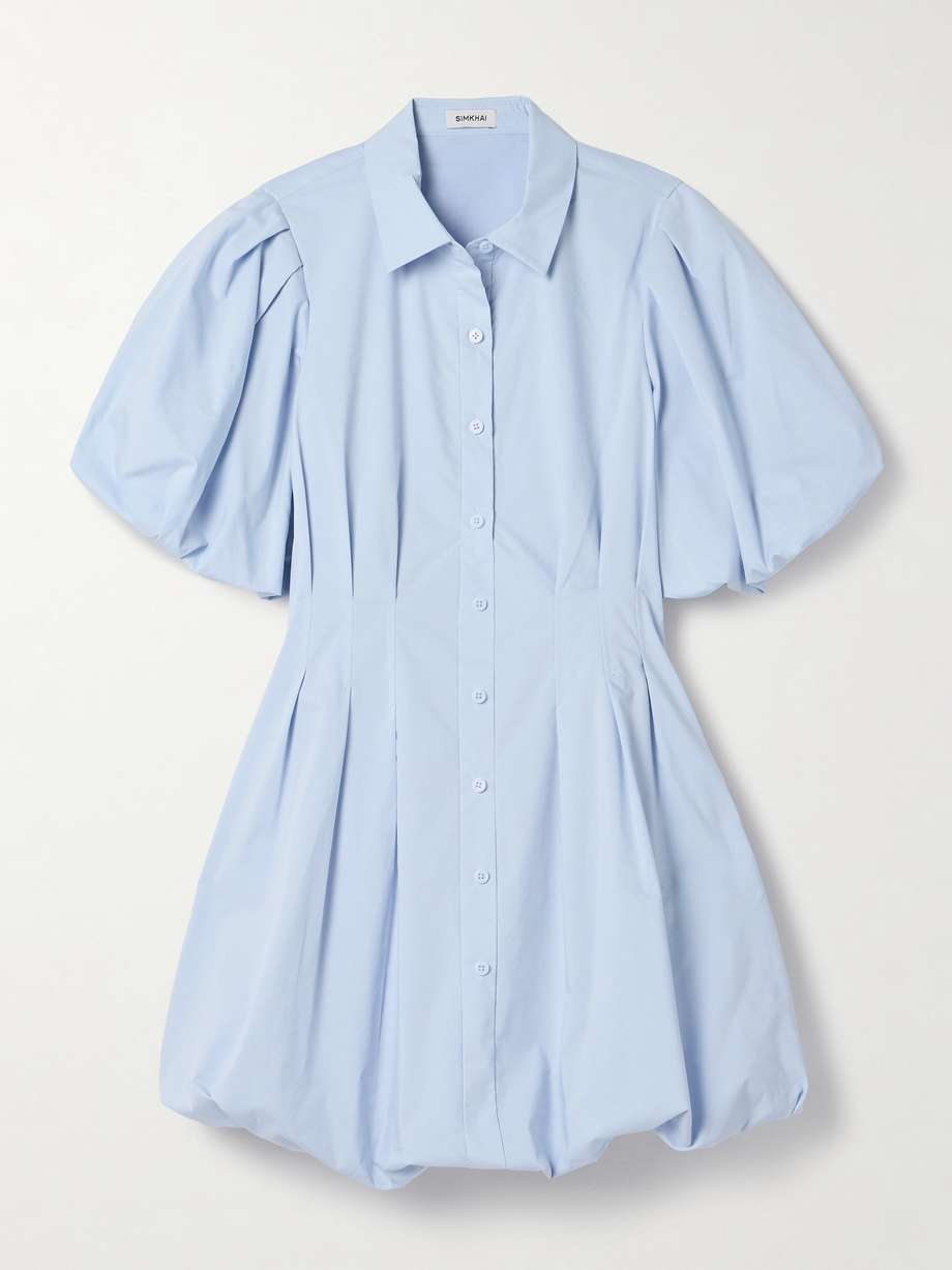 cleo pleated cotton-blend mini shirt dress