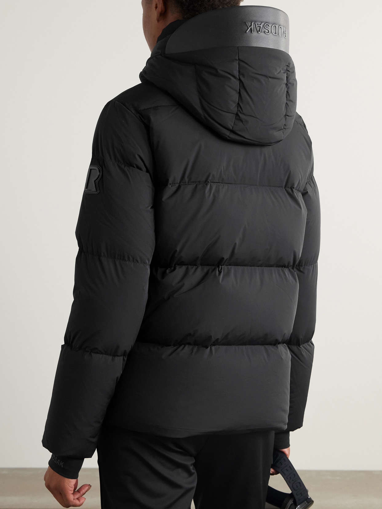 Rudsak + Net Sustain Danna Appliquéd Quilted Hooded Soft-stretch Down Ski Jacket In Black