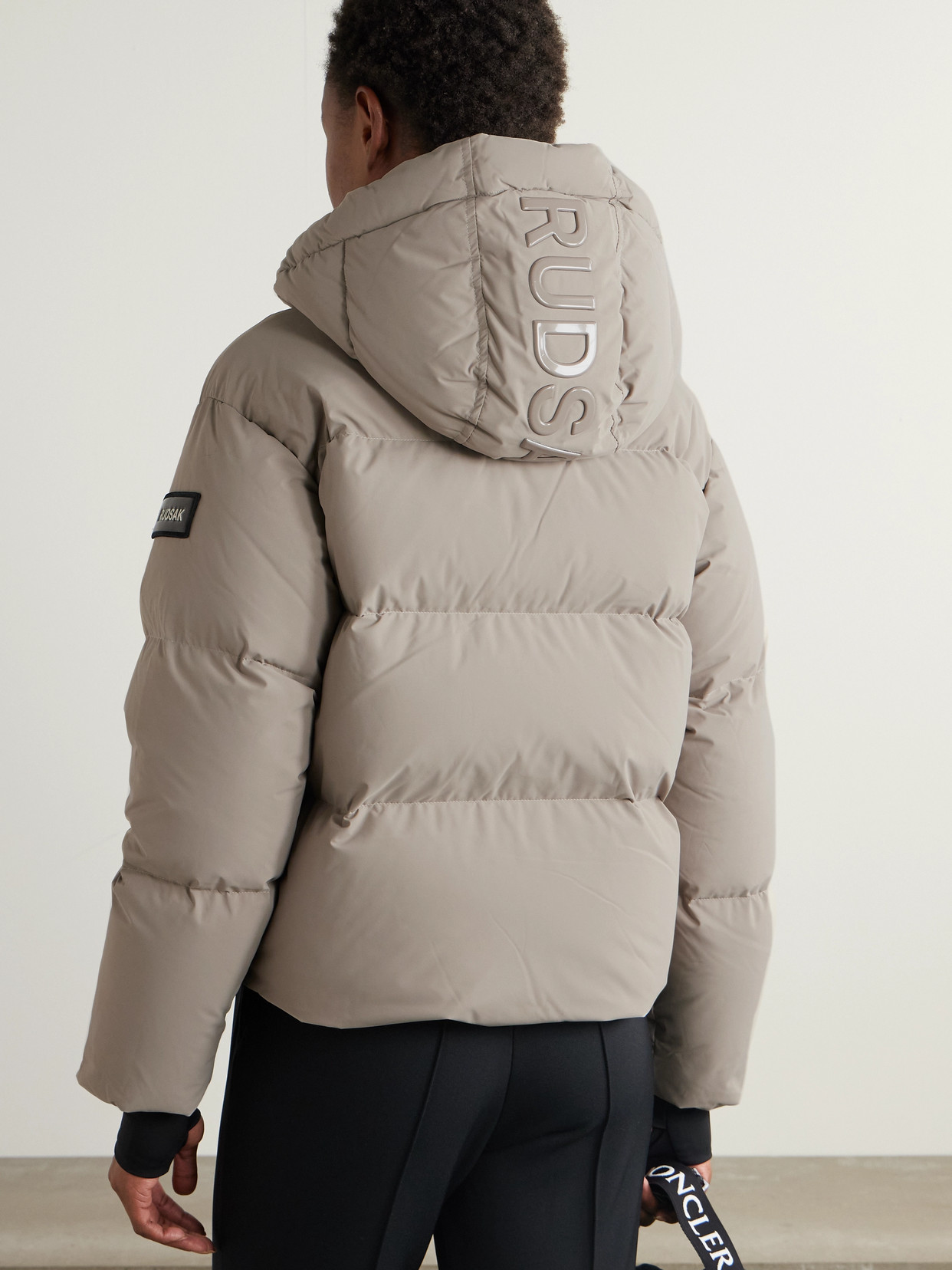 RUDSAK DANNA APPLIQUÉD QUILTED HOODED SOFT-STRETCH DOWN SKI JACKET