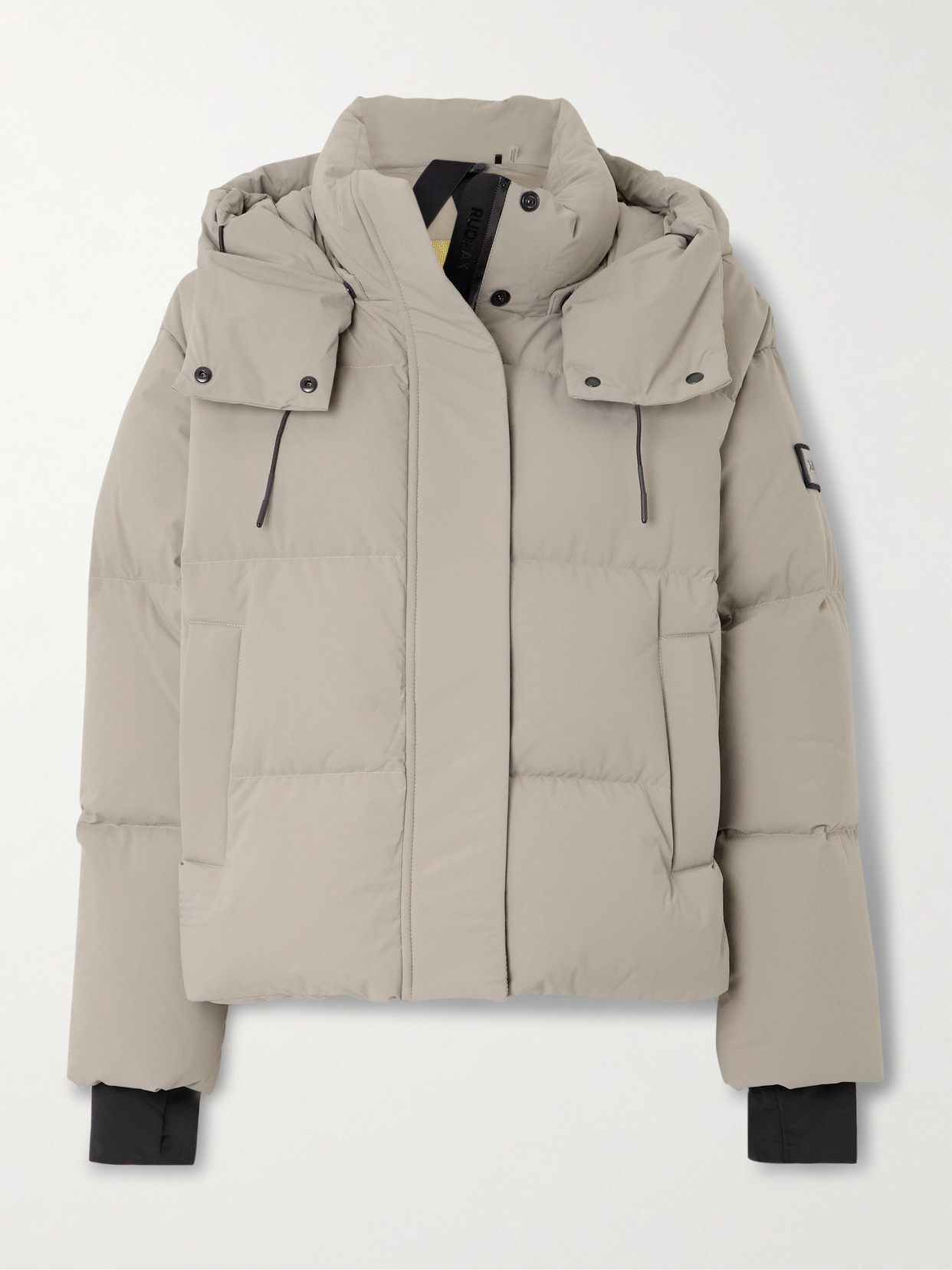 Rudsak Danna Appliquéd Quilted Hooded Soft-stretch Down Ski Jacket In Grey
