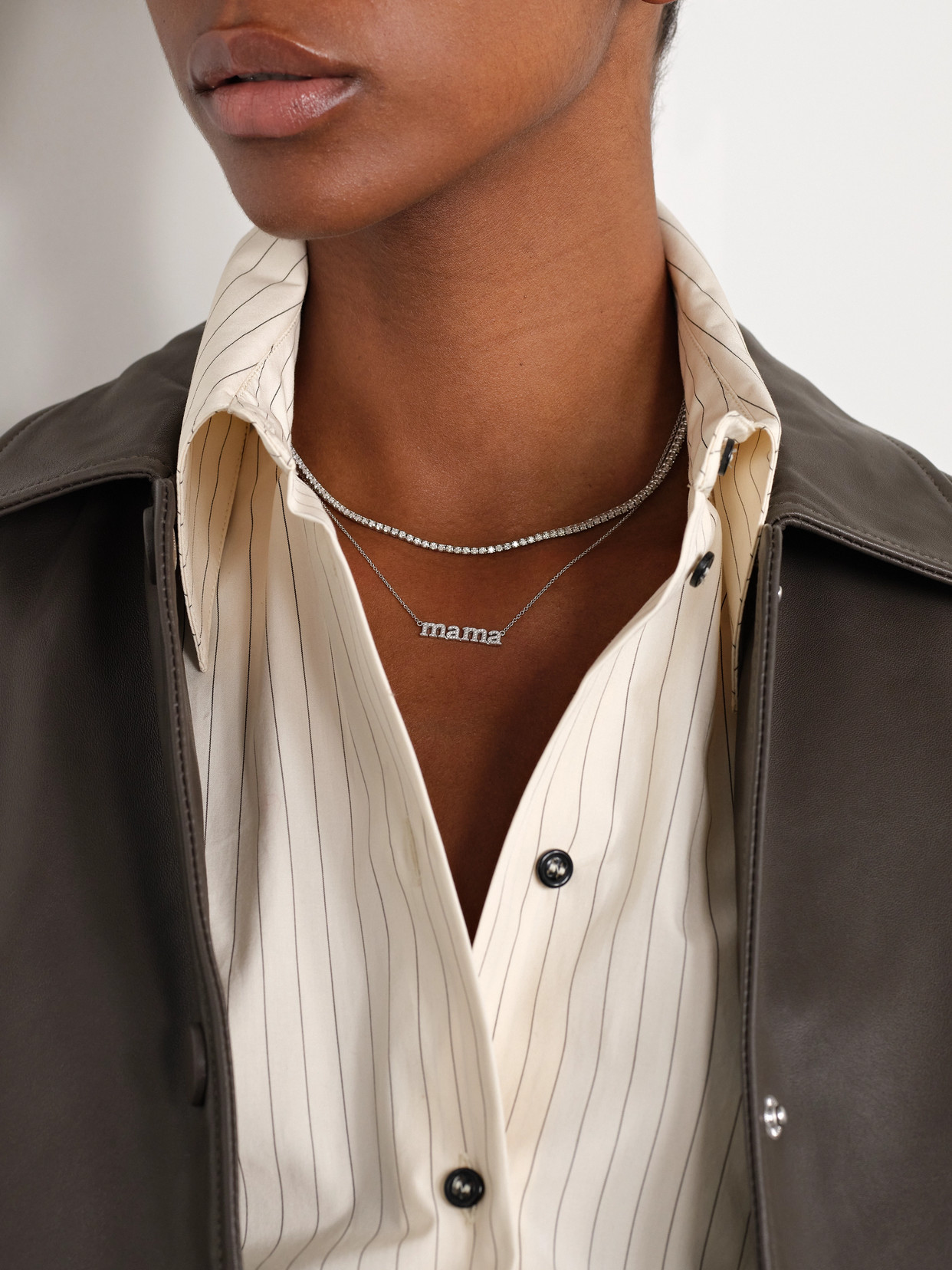 JENNIFER MEYER MAMA 18-KARAT WHITE GOLD NECKLACE