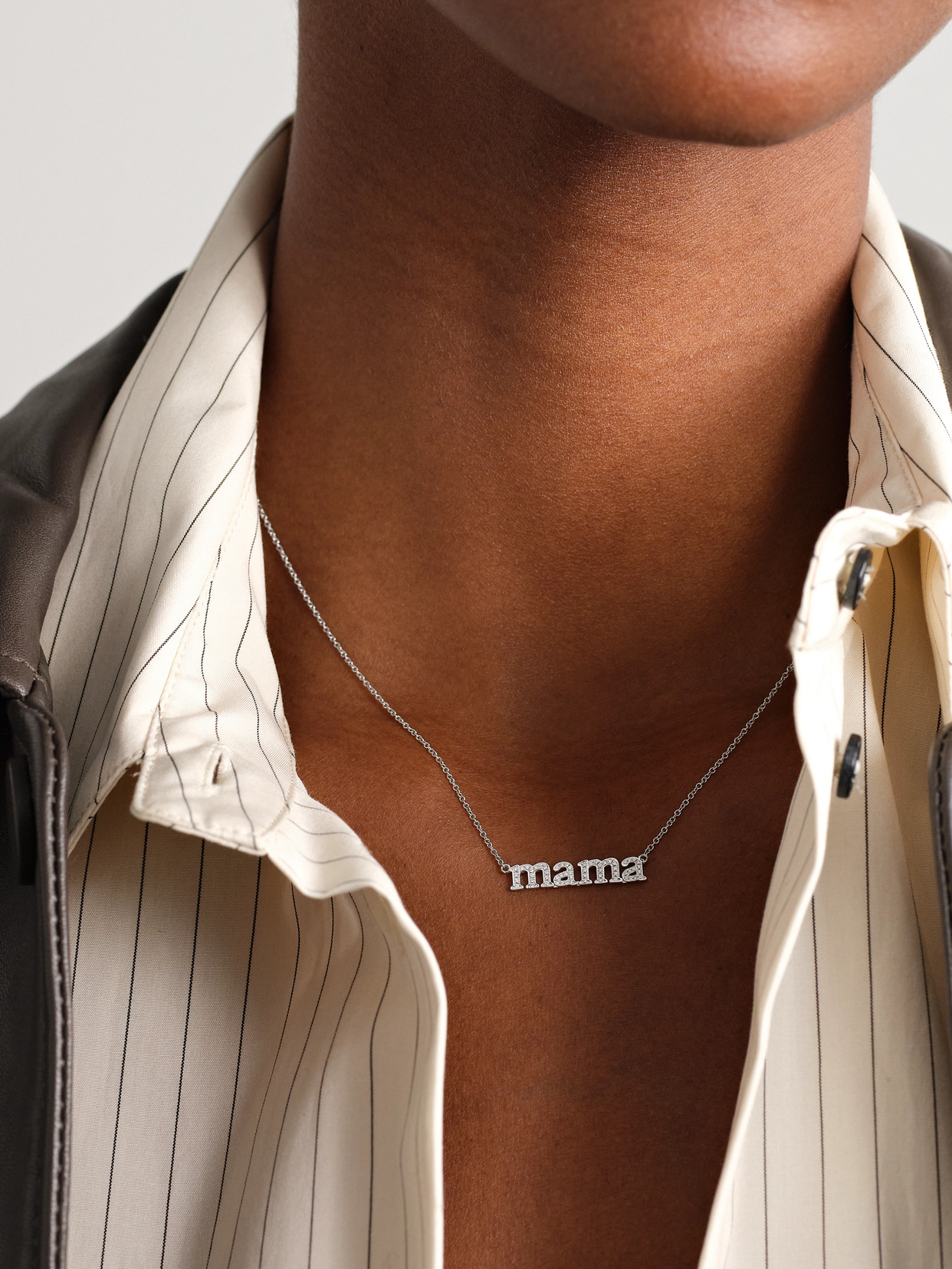 JENNIFER MEYER MAMA 18-KARAT WHITE GOLD NECKLACE