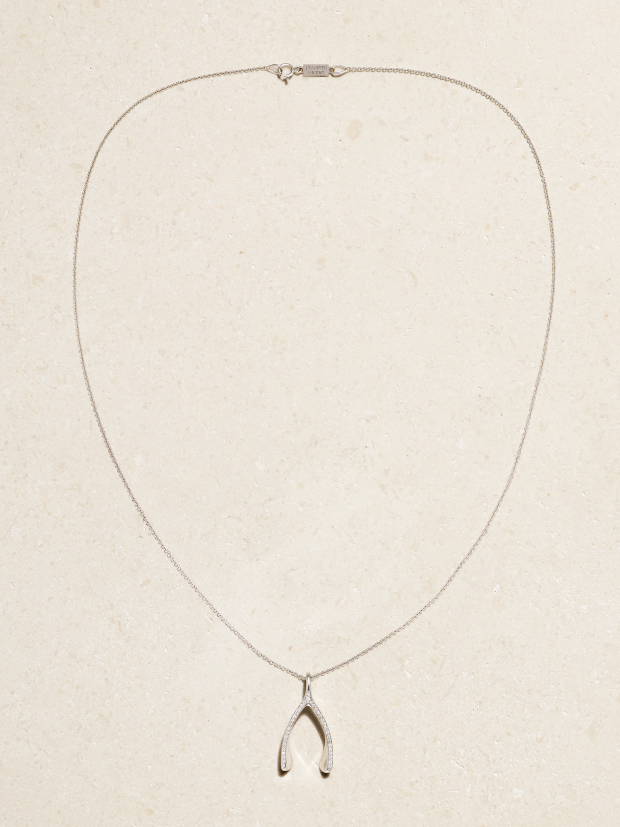 Jennifer Meyer Wishbone 18-karat White Gold Diamond Necklace In Silver
