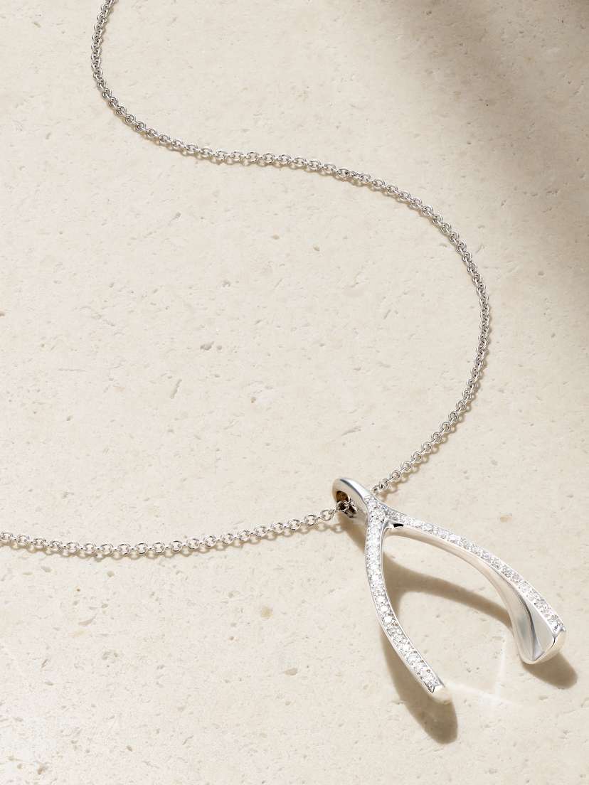 Jennifer Meyer Wishbone 18-karat White Gold Diamond Necklace