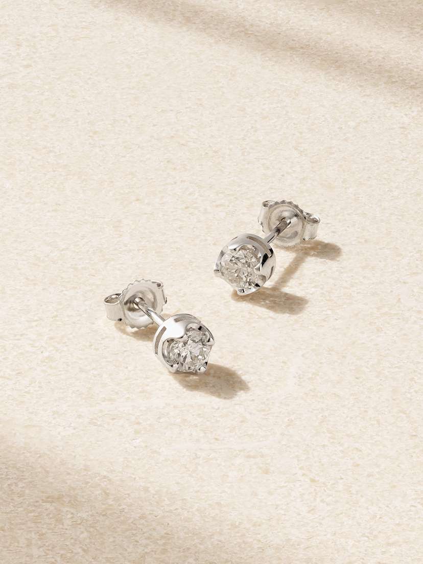Jennifer Meyer Small Illusion 18-karat White Gold Diamond Earrings