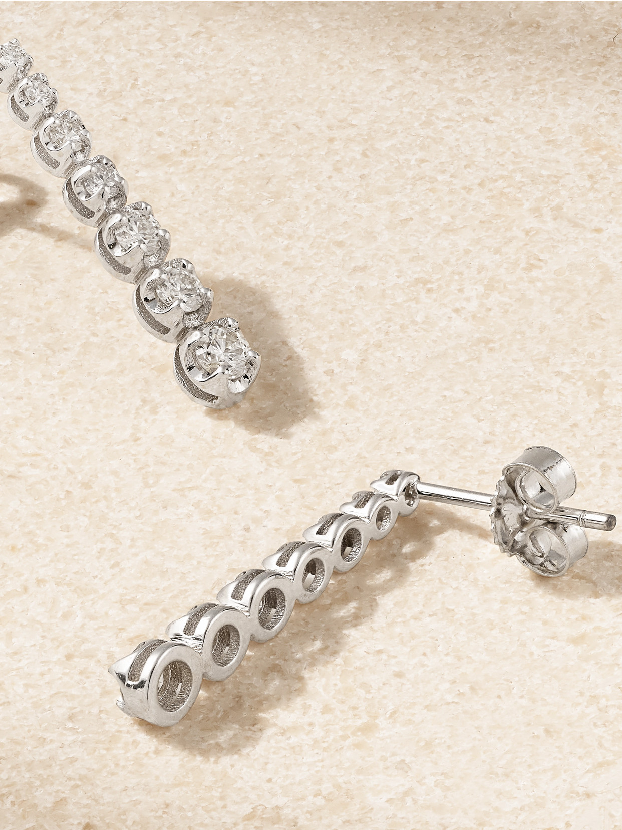 Jennifer Meyer Mini Graduated 18-karat White Gold Diamond Earrings In Silver