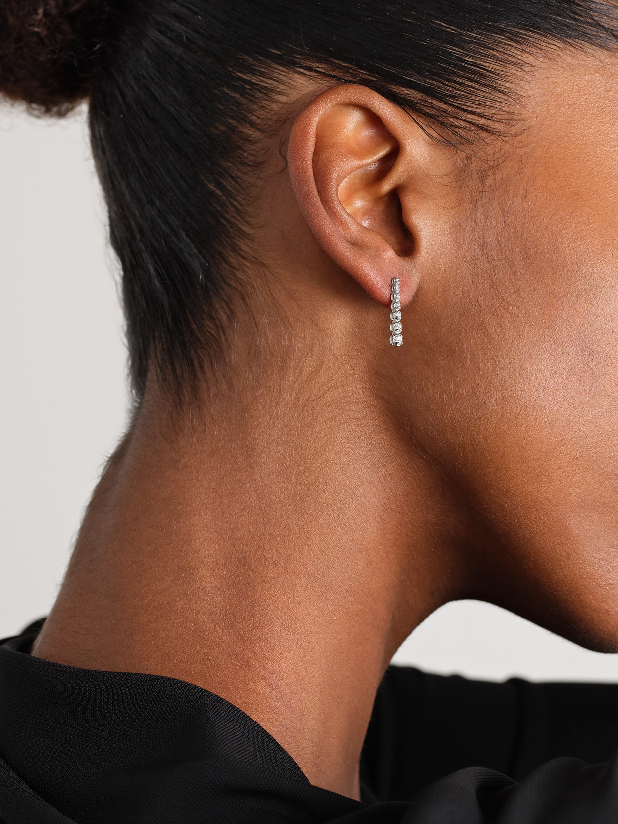 Jennifer Meyer Mini Graduated 18-karat White Gold Diamond Earrings In Silver