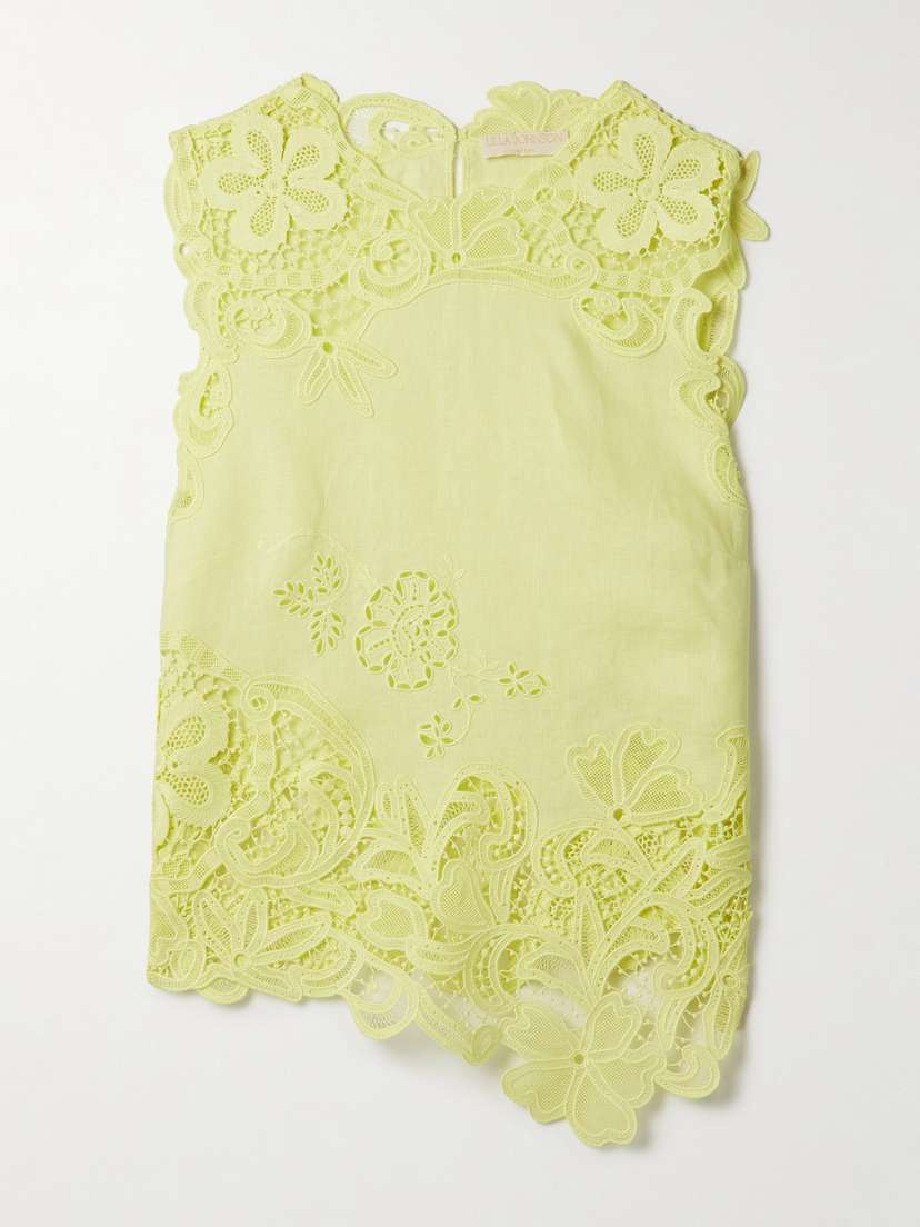 Ulla Johnson Marlis Guipure Lace-paneled Linen Top