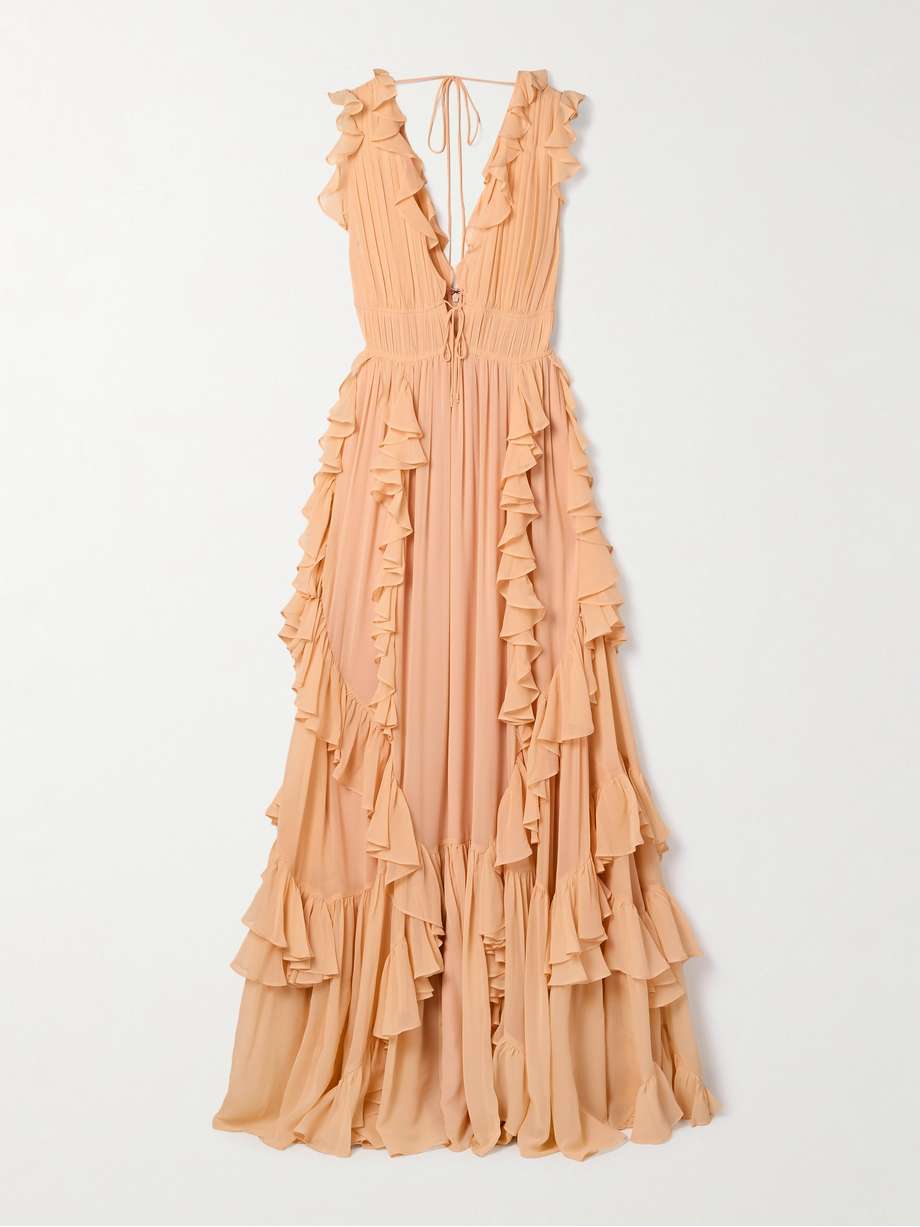 florella ruffled silk-chiffon gown