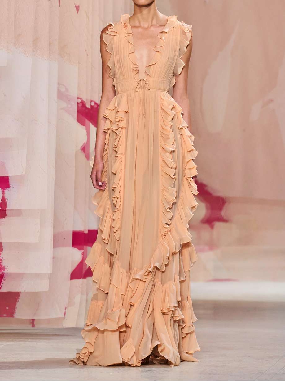 florella ruffled silk-chiffon gown