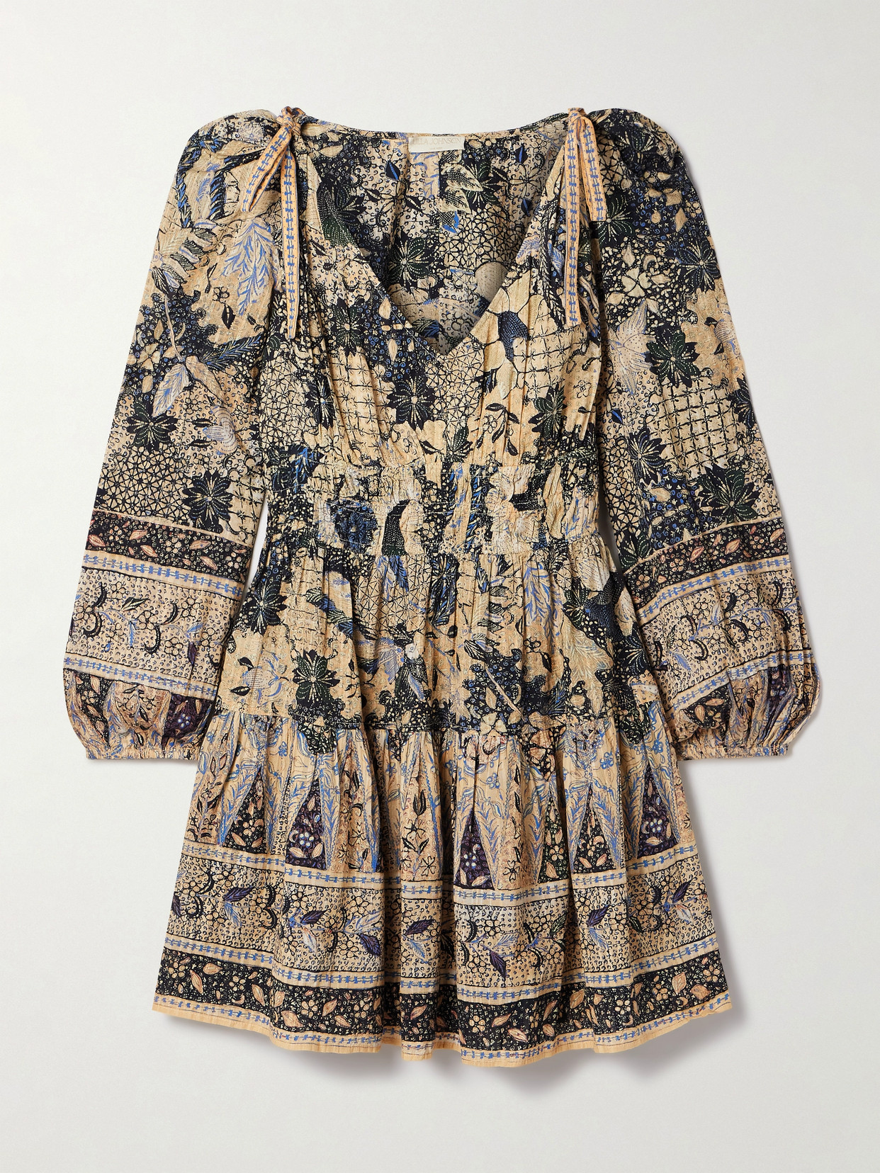 Ulla Johnson Anika Printed Cotton-blend Voile Mini Dress In Brown