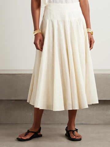 Ulla Johnson Luisa fil coupé cotton-voile midi skirt