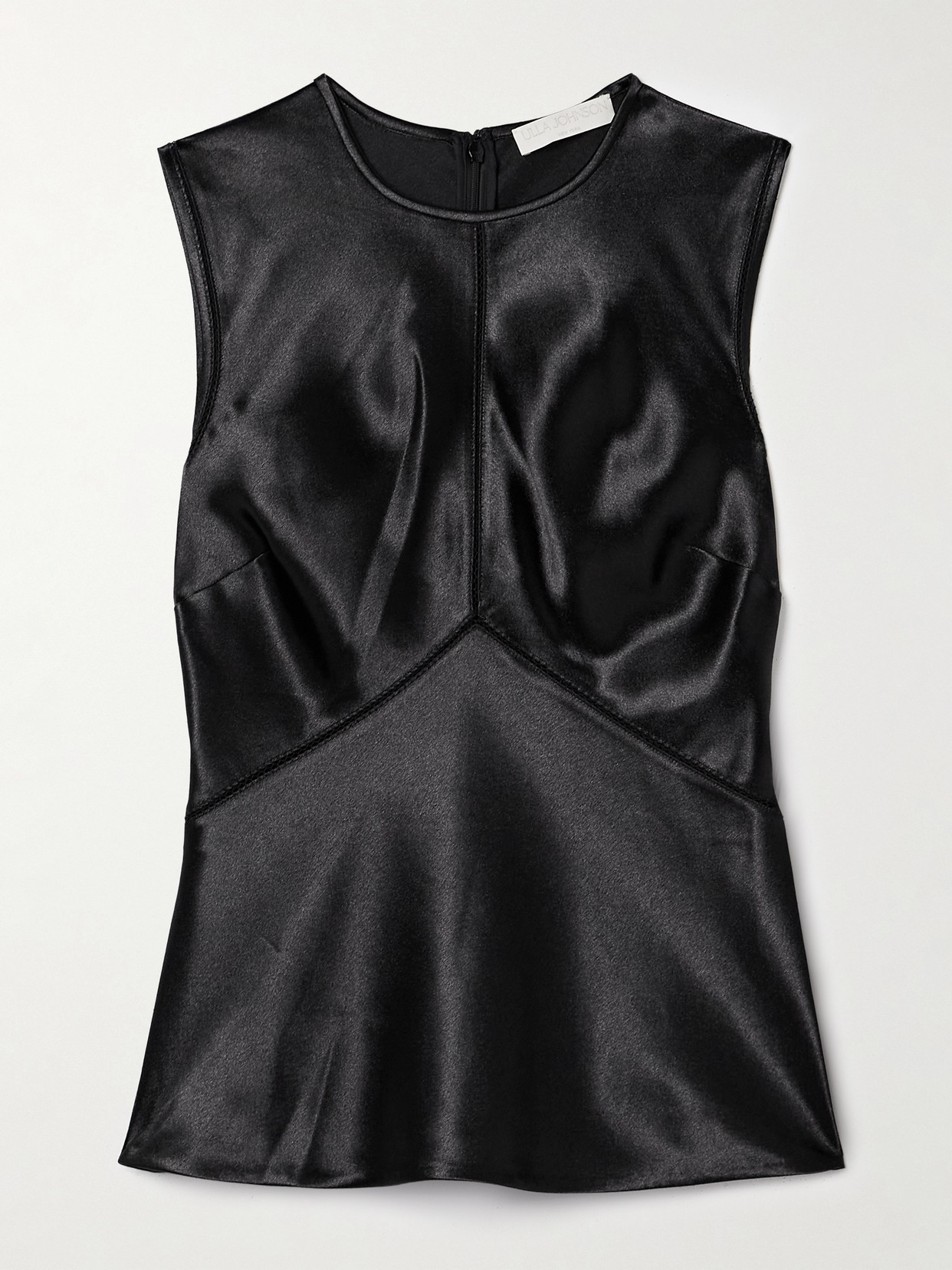 Ulla Johnson Kiera Crochet-trimmed Satin Tank In Black