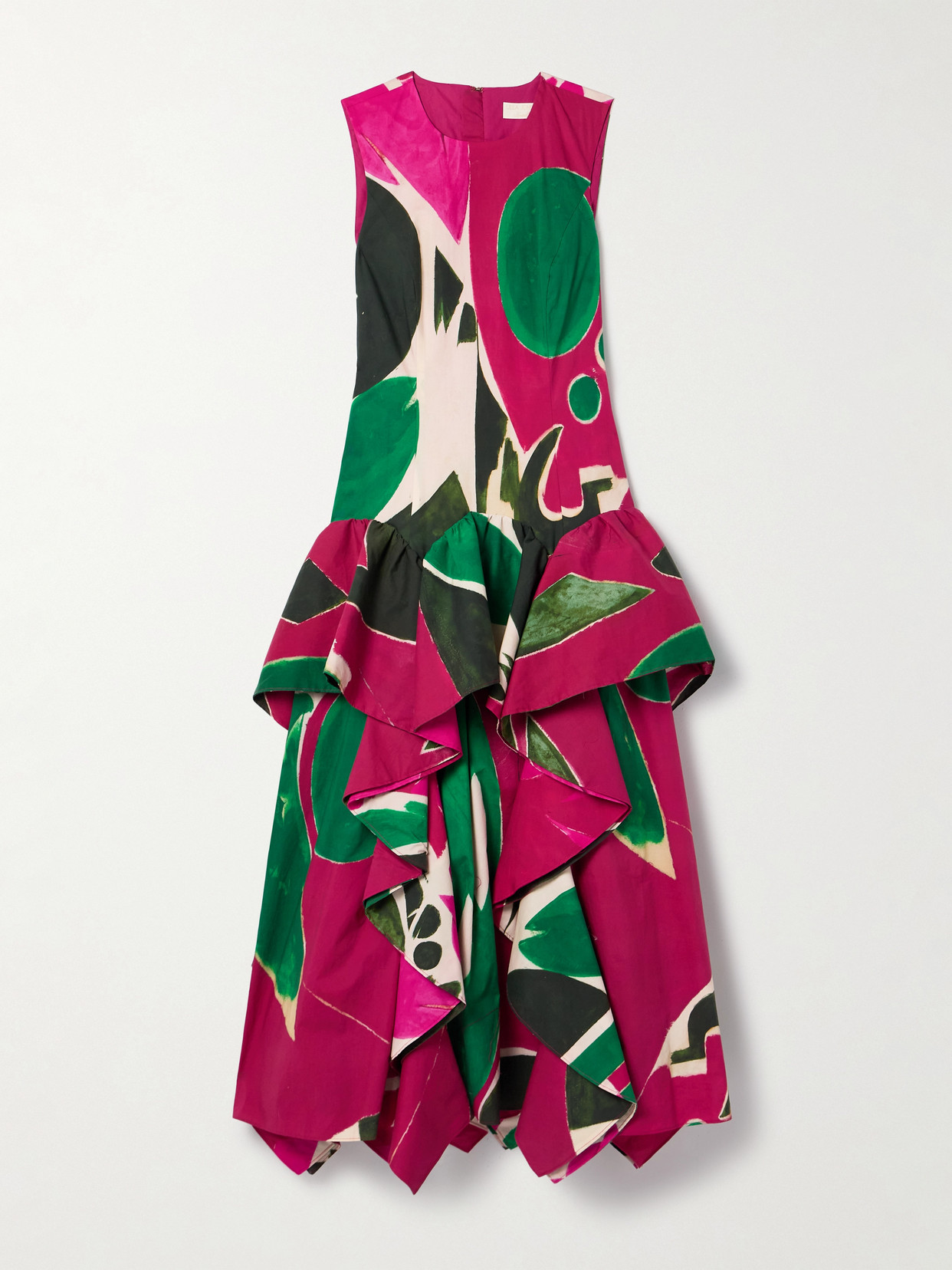 Ulla Johnson Uj X Lee Krasner Mural Sleeveless Ruffle Dress In Pink
