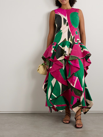 Ulla Johnson + Lee Krasner Mural draped printed cotton-poplin gown