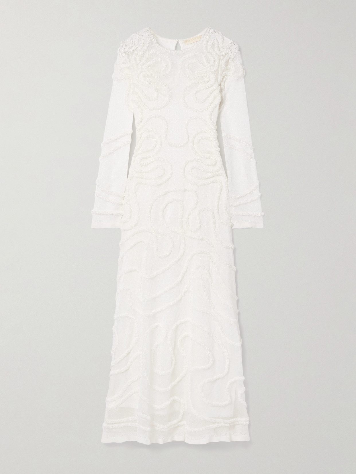 Ulla Johnson Valentina Appliquéd Pointelle-knit Midi Dress In Ivory