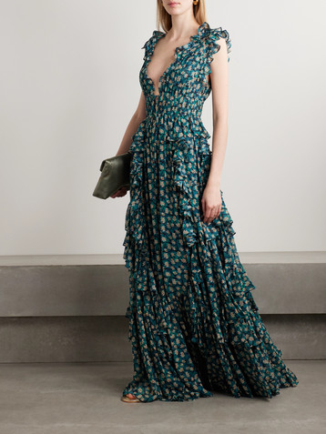Ulla Johnson Florella ruffled floral-print silk-chiffon gown