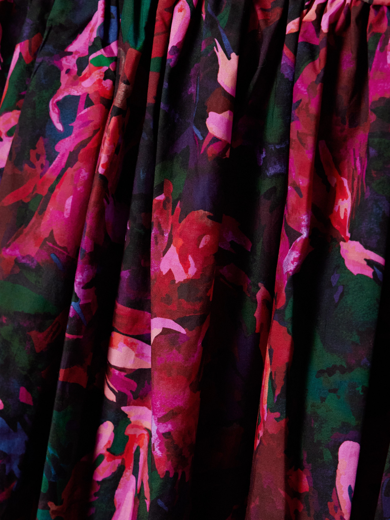 ULLA JOHNSON LUCILLE GATHERED FLORAL-PRINT COTTON-POPLIN MIDI DRESS
