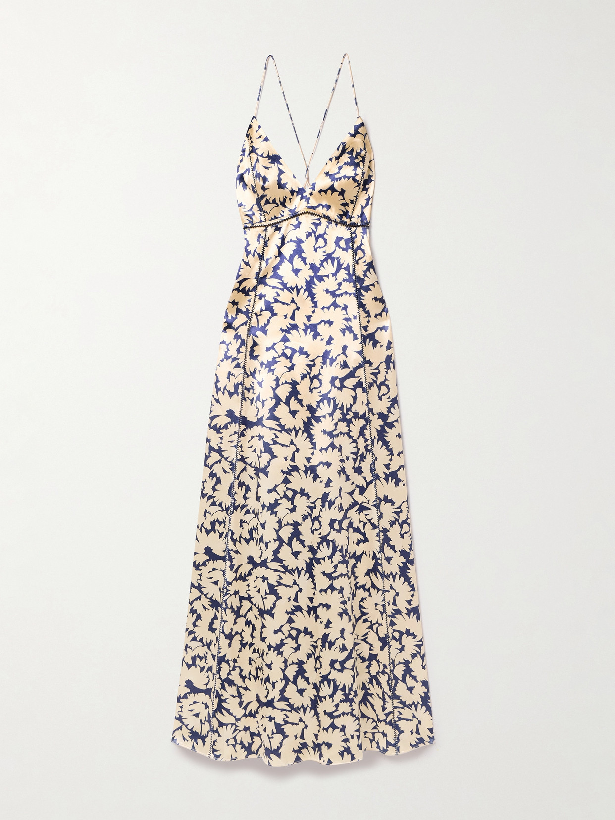 Ulla Johnson Evie Floral-print Satin Maxi Dress In Neutrals