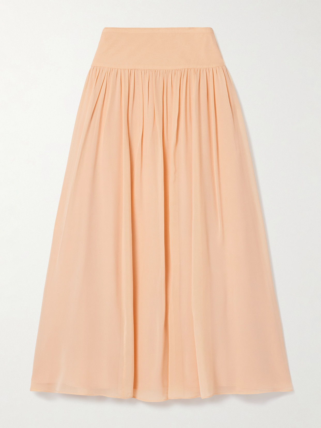 Ulla Johnson Reina Gathered Silk Crepe De Chine Midi Skirt In Orange