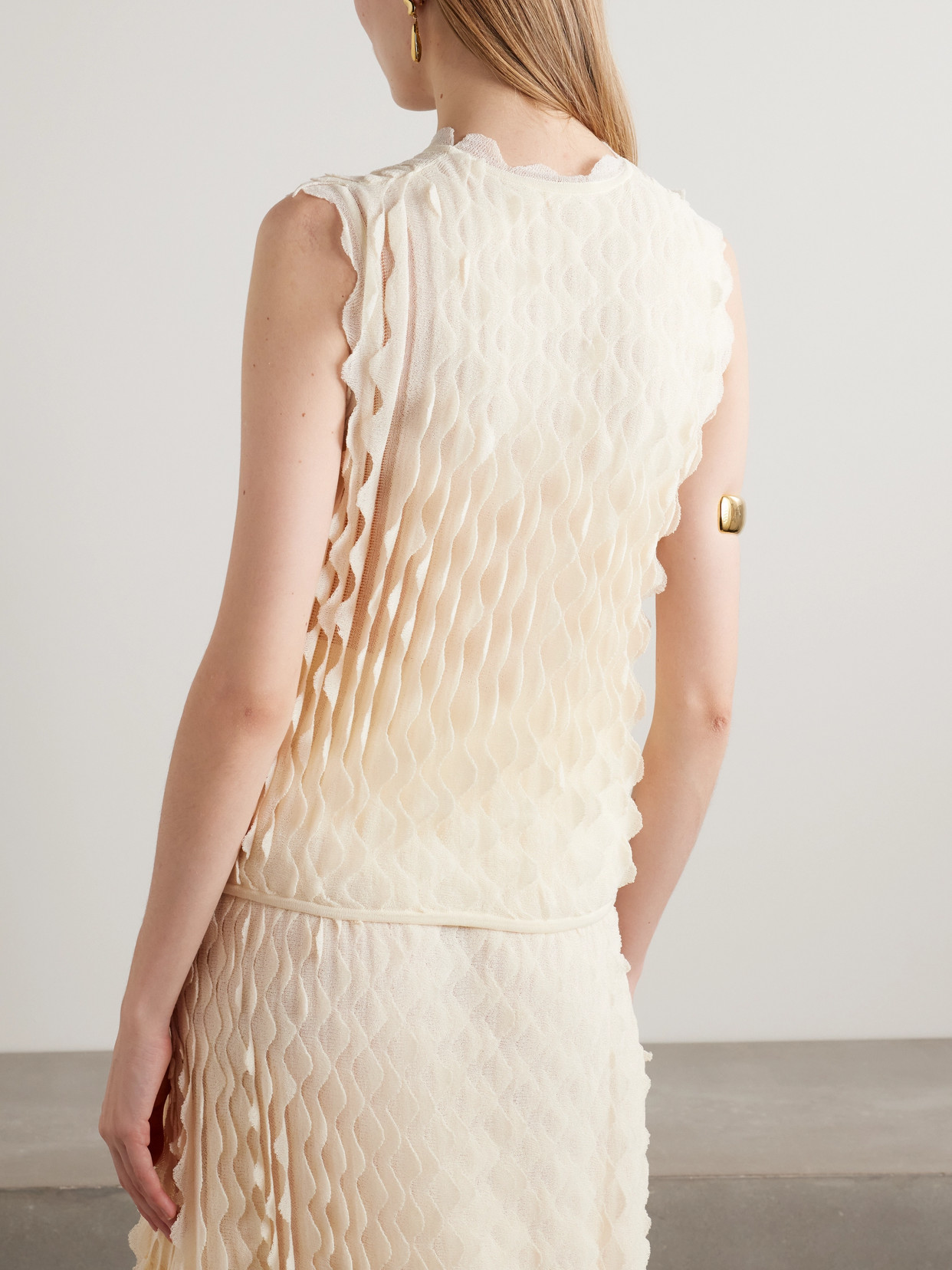 Ulla Johnson Maelys Layered Scalloped Cotton-blend Top In Neutrals