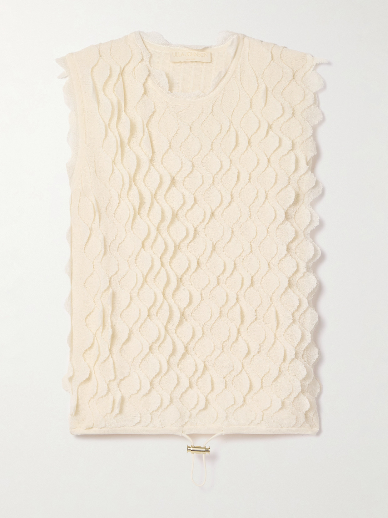 ULLA JOHNSON MAELYS LAYERED SCALLOPED COTTON-BLEND TOP