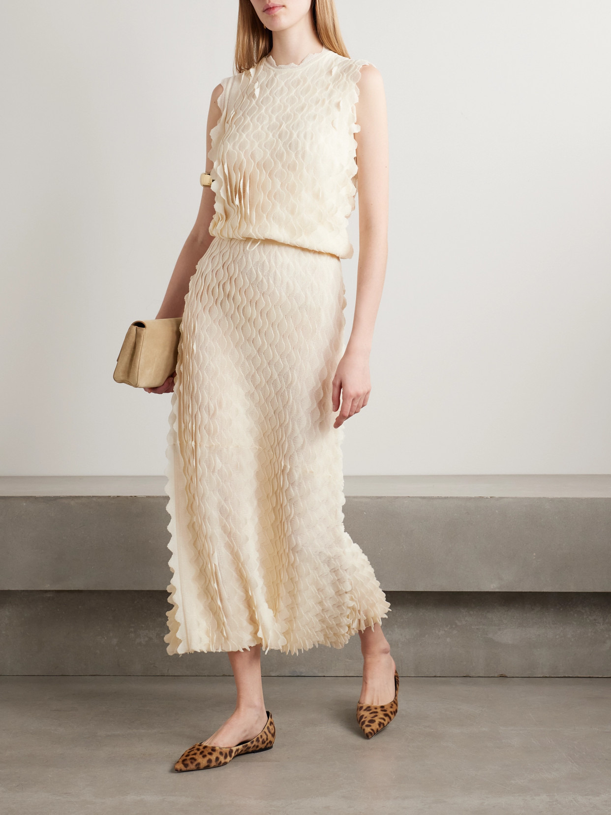 Ulla Johnson Maelys Layered Scalloped Cotton-blend Top In Neutrals